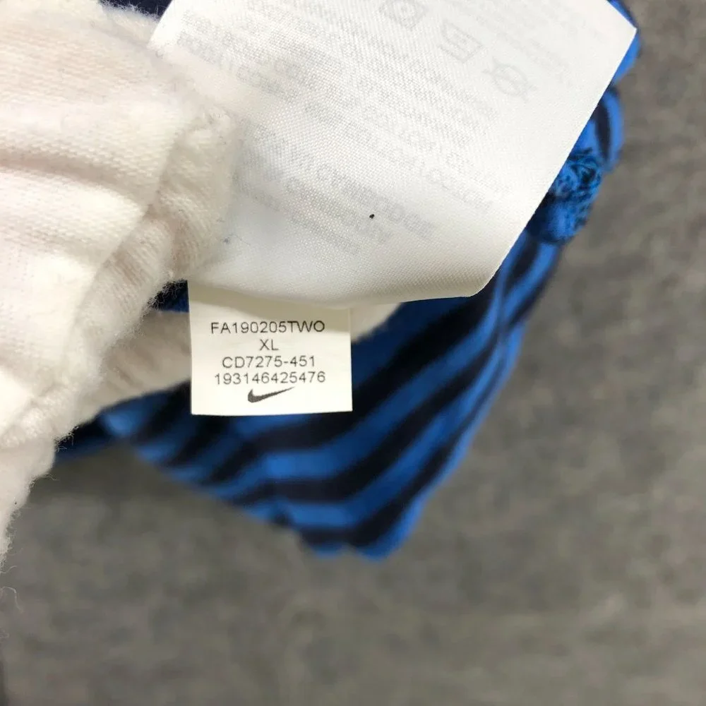 Nike‎ Air Kids XL Striped Blue Black Logo T Shirt Short Sleeve Crew Neck